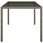 vidaXL Table de jardin 150x90x75 cm Verre trempé et poly rotin Gris