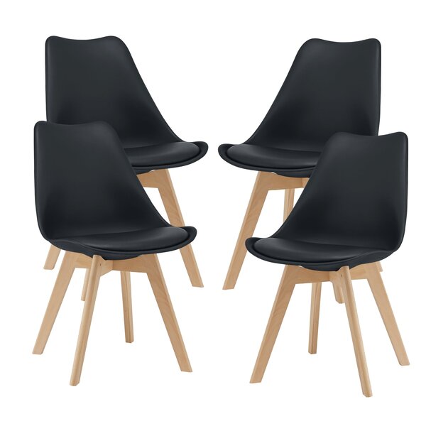 Lot de 4 chaises de salle à manger similicuir hêtre noir 03_0006765