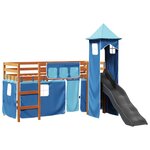 vidaXL Lit mezzanine enfants avec tour bleu 90x190 cm bois pin massif