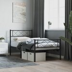 vidaXL Cadre de lit métal avec tête de lit/pied de lit noir 107x203 cm