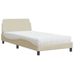 vidaXL Lit avec matelas crème 100x200 cm tissu