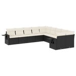 vidaXL Salon de jardin 10 Pièces avec coussins noir résine tressée
