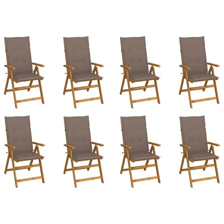 vidaXL Chaises pliables de jardin avec coussins lot de 8 Bois d'acacia