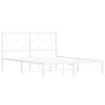 vidaXL Cadre de lit métal avec tête de lit blanc 135x190 cm