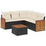 vidaXL Salon de jardin 6 Pièces avec coussins noir résine tressée