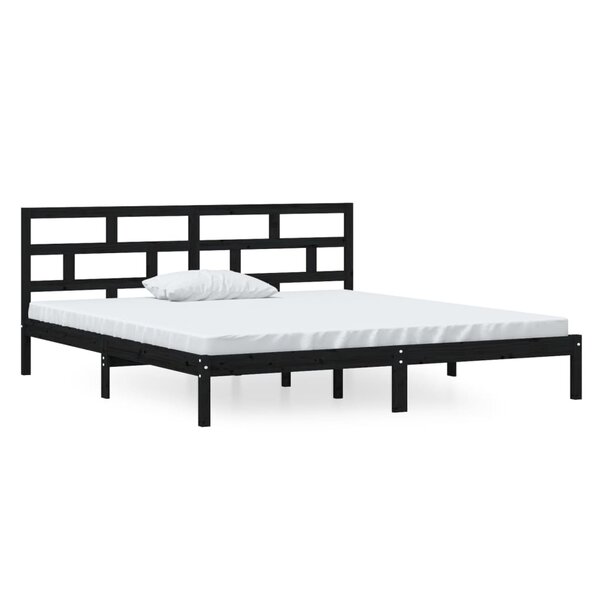 vidaXL Cadre de lit Noir Bois de pin massif 140x190 cm