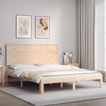 vidaXL Cadre de lit avec tête de lit 160x200 cm bois massif