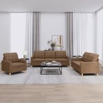vidaXL Ensemble de canapés 3 Pièces avec coussins Marron Tissu