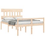 vidaXL Lit pour personne âgée et tête de lit petit double bois massif