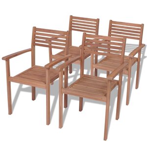 vidaXL Chaises empilables de jardin 4 Pièces Bois de teck solide