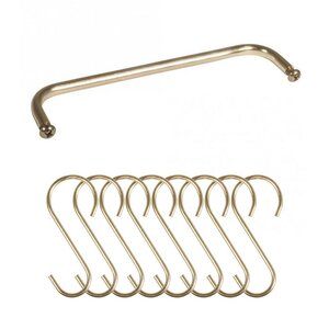 Fixation métal dorée 15 4 x 3 cm + 8 crochets en S