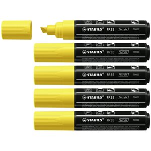 Marqueur pointe large FREE acrylic T800C jaune x 5 STABILO