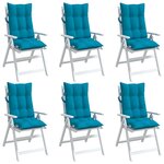 vidaXL Coussins de chaise à dossier haut lot de 6 bleu clair