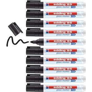 Marqueur pour Surface en Verre 95 Noir Pointe Ronde 1 5-3 mm x 10 EDDING