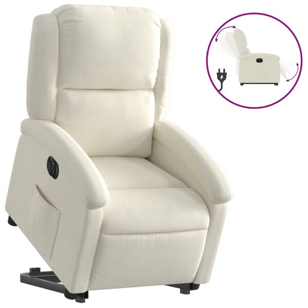 vidaXL Fauteuil inclinable électrique crème velours