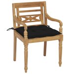 vidaXL Chaises Batavia avec coussins 4 Pièces Bois de teck solide