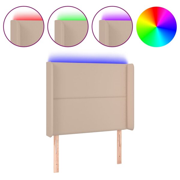 vidaXL Tête de lit à LED Cappuccino 83x16x118/128 cm Similicuir