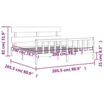 vidaXL Cadre de lit avec tête de lit marron miel 200x200cm bois massif