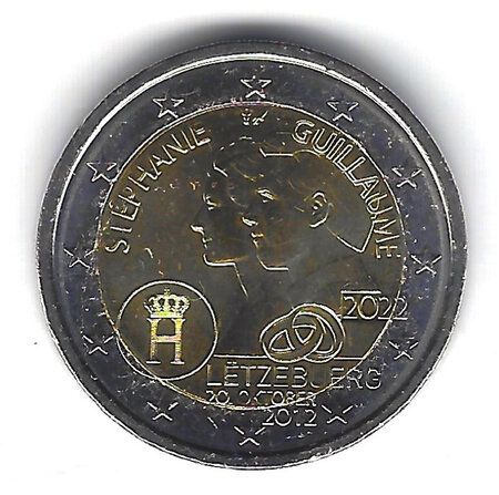 Monnaie 2 euros commémorative luxembourg 2022 - mariage
