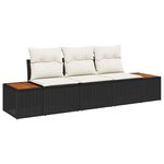 vidaXL Ensemble de 3 Canapés de Jardin avec Coussins Noir Poly Rattan Acacia