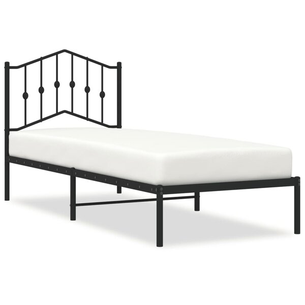 vidaXL Cadre de lit métal sans matelas avec tête de lit noir 90x190 cm