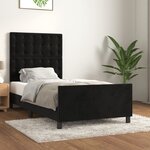 vidaXL Cadre de lit avec tête de lit Noir 100x200 cm Velours