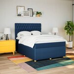 vidaXL Sommier à lattes de lit avec matelas Bleu 160x200 cm Tissu