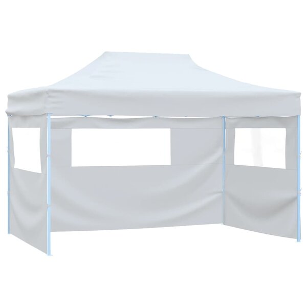vidaXL Tente pliable de réception avec 3 parois 3 x 4 5 m Blanc