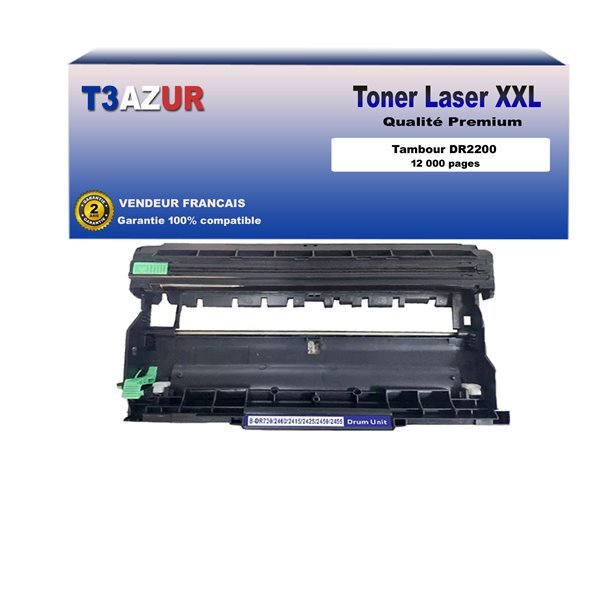 Kit Tambour compatible avec Brother DR2200 pour Brother DCP7055  DCP7055W  DCP7057  DCP7060D  DCP7065DN  DCP7070DW - 12 000 pages - T3AZUR