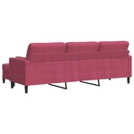 vidaXL Canapé à 3 places et repose-pieds Rouge bordeaux 210 cm Velours