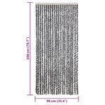 vidaXL Rideau anti-mouches gris et noir et blanc 90x200 cm chenille