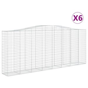 vidaXL Paniers à gabions arqués 6 Pièces 400x50x160/180 cm fer galvanisé