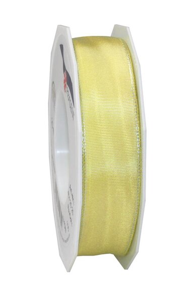 Ruban de soie acetat laitonné lyon 25-m-rouleau 25 mm jaune clair