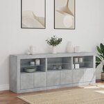 vidaXL Buffet avec lumières LED gris béton 181 5x37x67 cm
