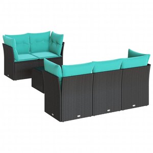 vidaXL Salon de jardin 6 Pièces avec coussins noir résine tressée