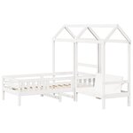 vidaXL Ensemble de lit et de banc avec toit 90x190 cm bois massif pin