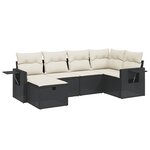 vidaXL Salon de jardin 6 Pièces avec coussins noir résine tressée