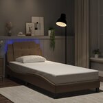 vidaXL Cadre de lit avec lumières LED cappuccino 90x190 cm similicuir