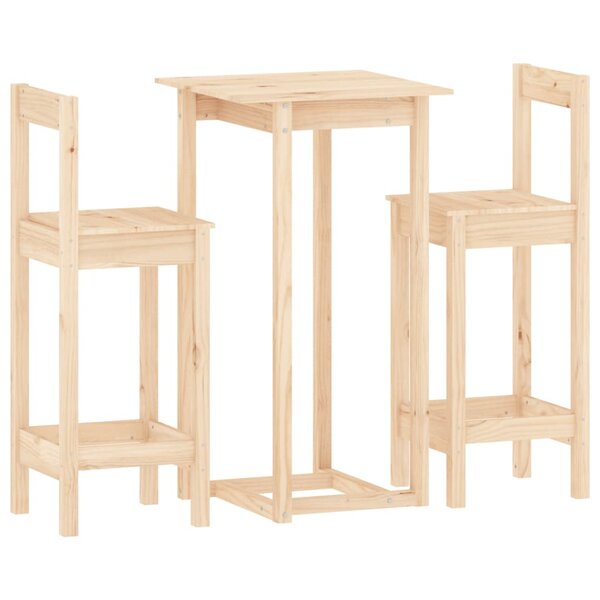 vidaXL Ensemble de bar 3 Pièces Bois de pin massif