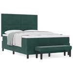 vidaXL Lit à ressorts avec matelas et banc Vert foncé 140x190 cm Velours