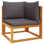 vidaXL Salon de jardin avec coussins 4 Pièces bois d'acacia massif