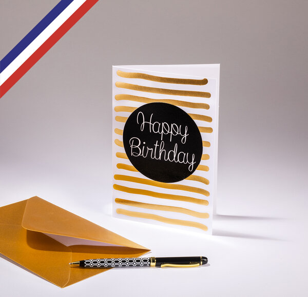 Carte double very chic créée et imprimée en france - happy birthday