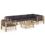 vidaXL Salon de jardin 7 Pièces avec coussins gris foncé bambou