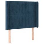 vidaXL Tête de lit avec oreilles Bleu foncé 93x16x118/128 cm Velours