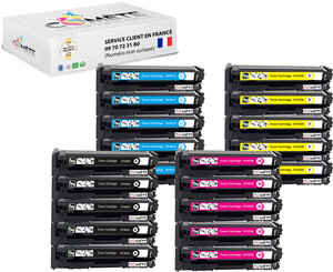 201 - 20 toners compatibles avec hp 201 cf400x 5 noirs 5 cyan 5 magenta 5 jaunes
