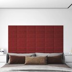 vidaXL Panneaux muraux 12 Pièces Rouge bordeaux 30x15 cm Tissu 0 54 m²