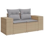 Ensemble de Canapés de Jardin 9 Pièces avec Coussins Beige Poly Rattan Acacia
