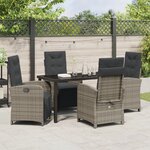 Set de salle à manger de jardin 5 pièces avec coussins en poly rotin gris vidaXL