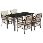 vidaXL Ensemble à manger de jardin 5 Pièces et coussins marron poly rotin