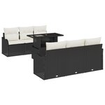 Ensemble de canapé de jardin vidaXL 7 pièces avec coussins Noir Rattan Poly